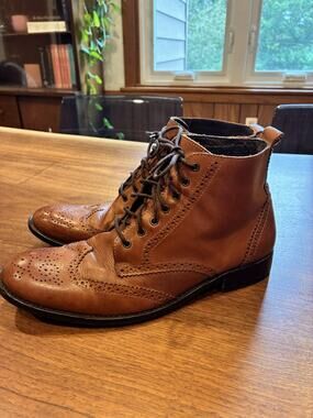 Kurt Geiger‎ Halston Wing Tip Boots Men’s Size 42 US 9 Brown Leather Brogue Lace